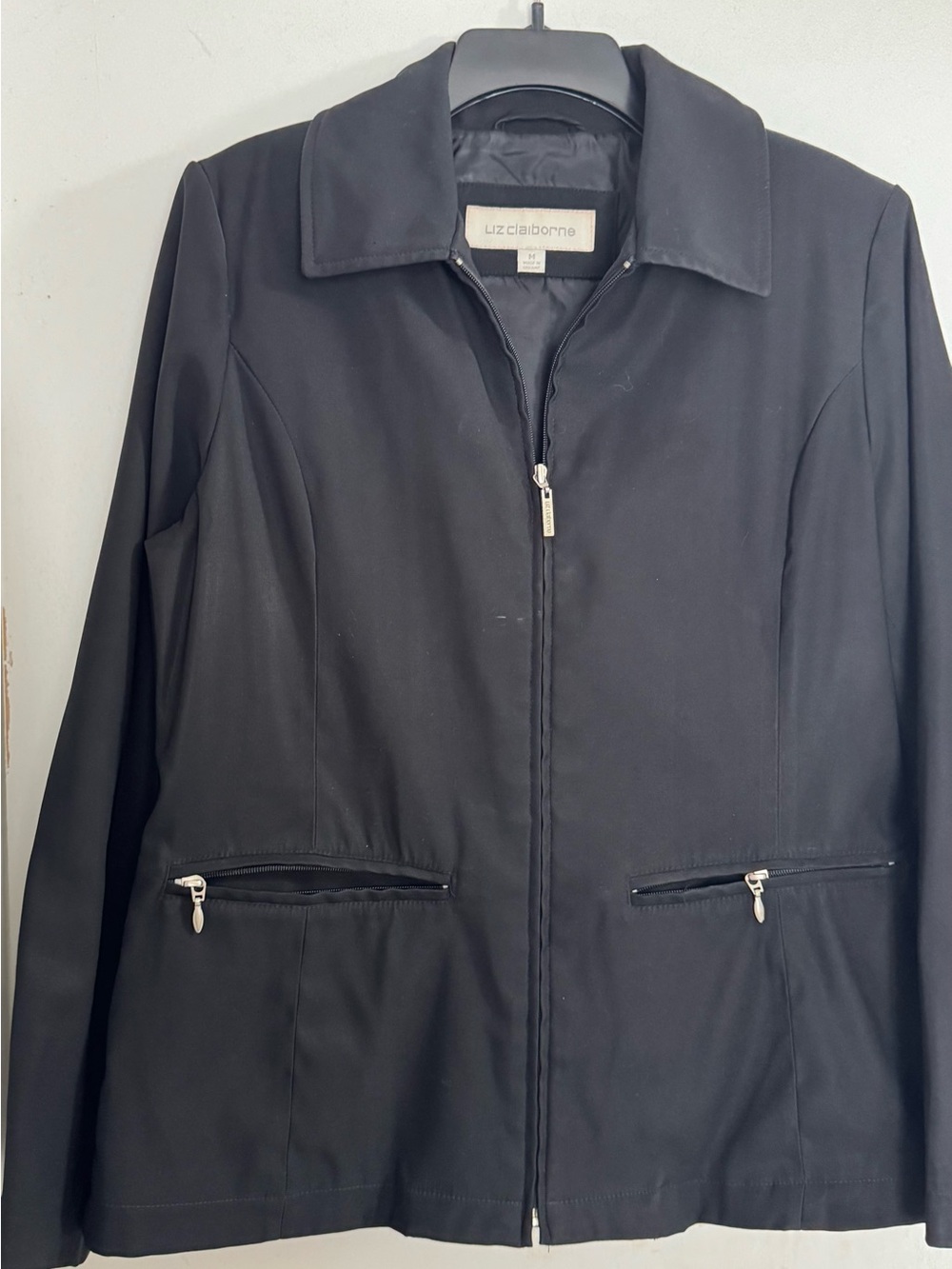 Liz Claiborne Black Zip-Front Women's Jacket Medium